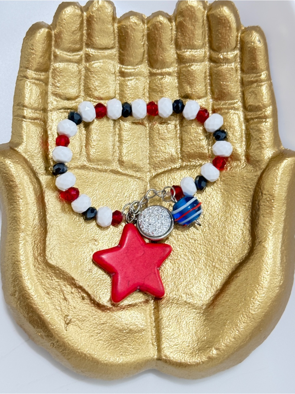 Juicy Couture Red, White & Blue Stretch Bracelet, New